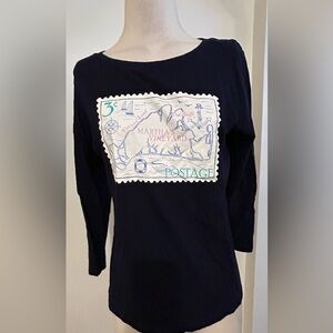 Talbots Navy Long Sleeve Shirt with Martha's Vineyard Graphic Size L ‘SP’